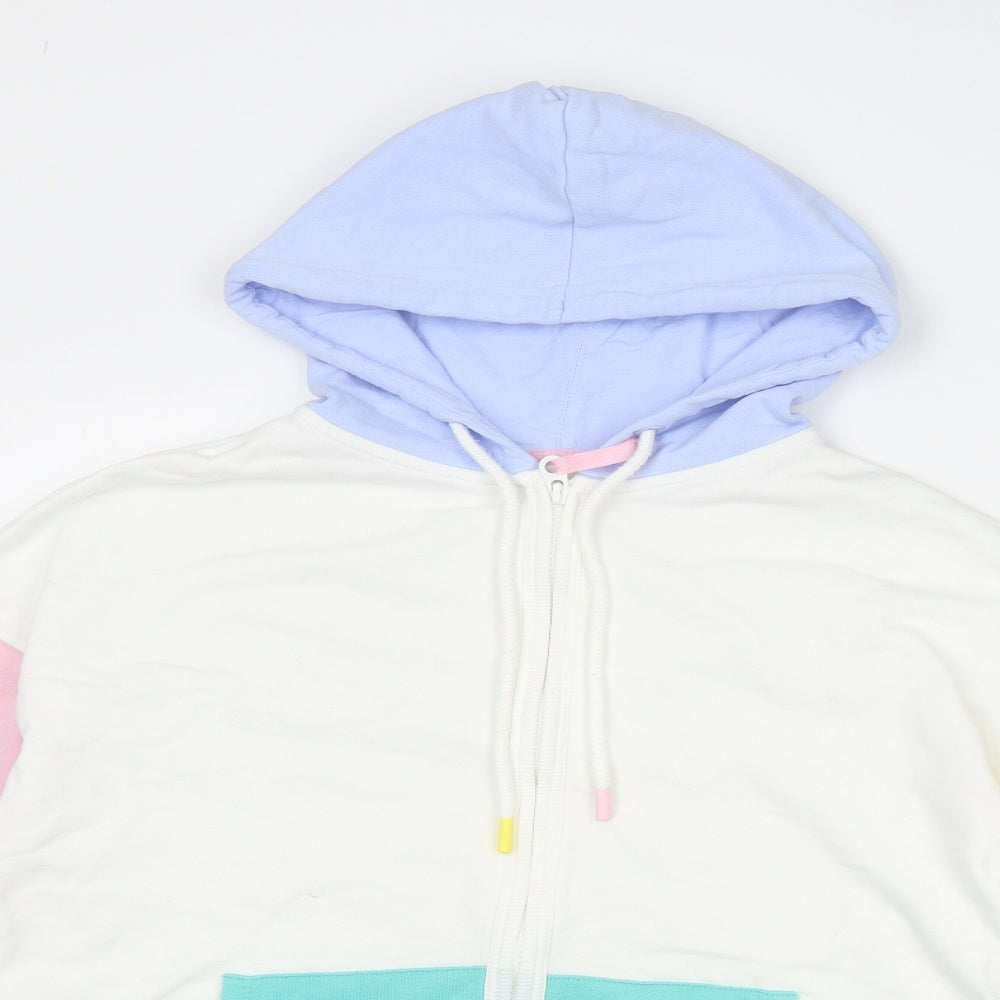 Joules Womens Multicoloured Colourblock Cotton Full Zip Hoodie Size 14 Zip