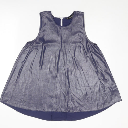 Dorothy Perkins Womens Blue Polyester Basic Tank Size 12 Round Neck
