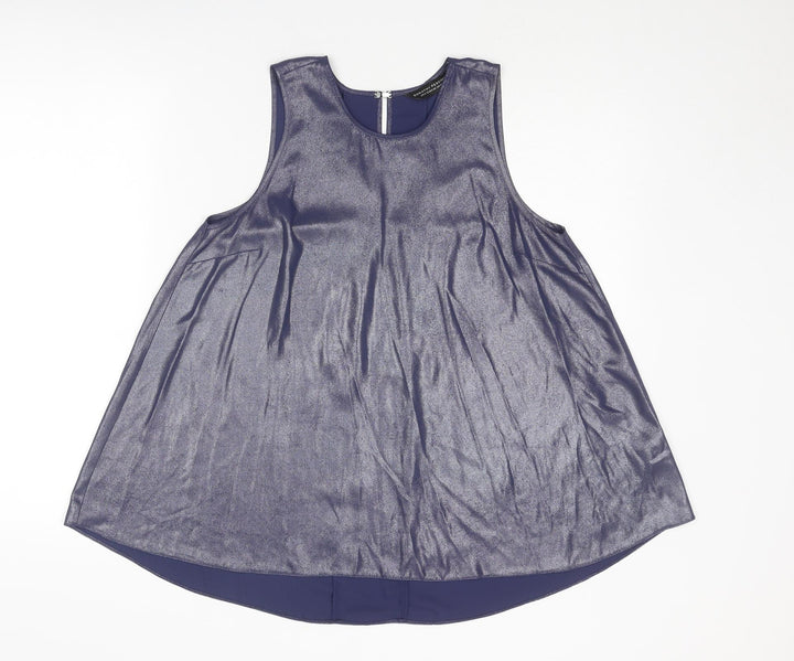 Dorothy Perkins Womens Blue Polyester Basic Tank Size 12 Round Neck