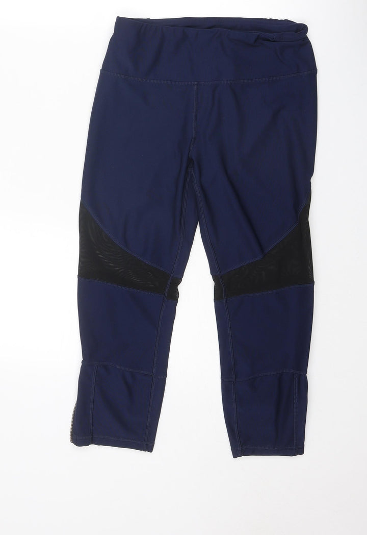 RBX Womens Blue Polyester Compression Leggings Size M Regular Pullover - Mesh Panels