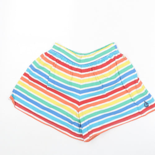 Frugi Girls Multicoloured Striped Cotton Sweat Shorts Size 6-7 Years Regular
