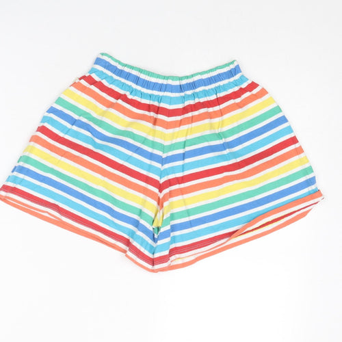 Frugi Girls Multicoloured Striped Cotton Sweat Shorts Size 6-7 Years Regular
