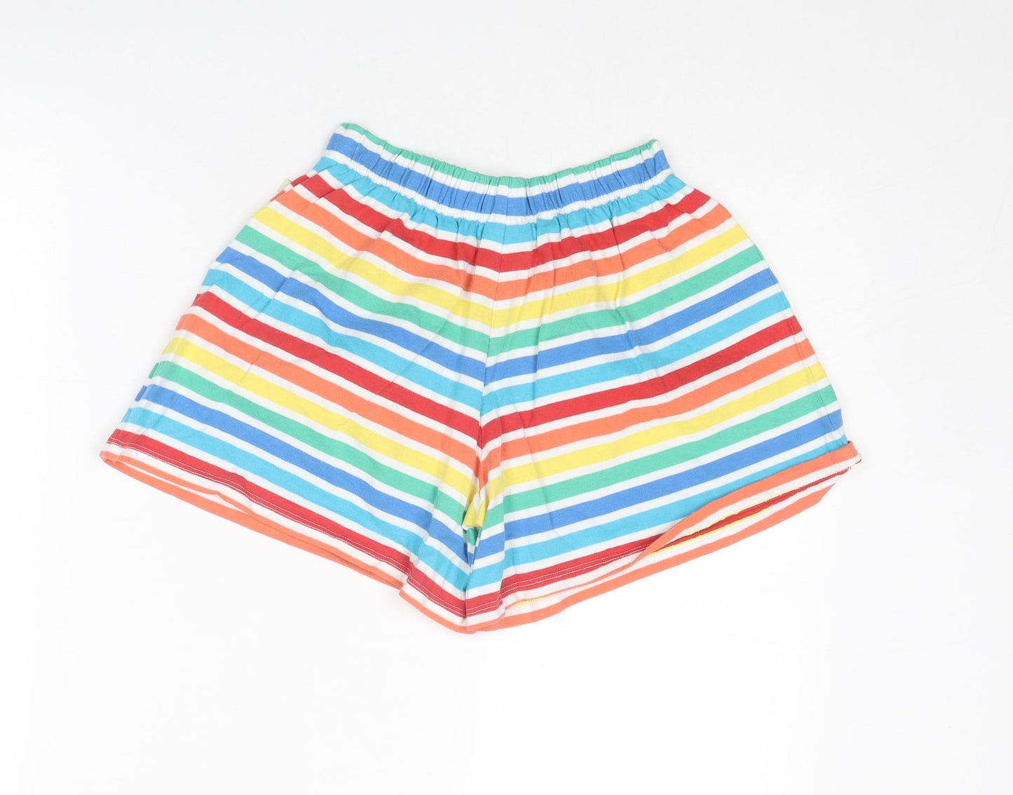 Frugi Girls Multicoloured Striped Cotton Sweat Shorts Size 6-7 Years Regular