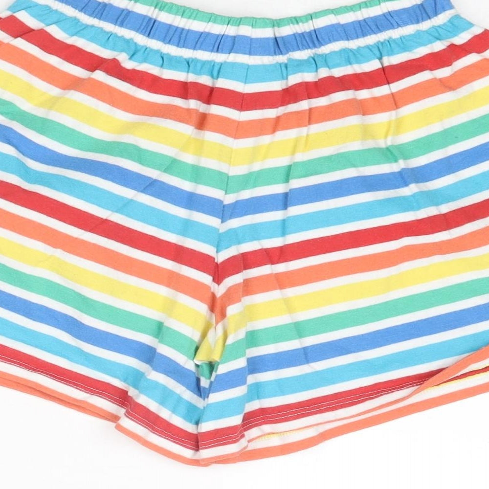 Frugi Girls Multicoloured Striped Cotton Sweat Shorts Size 6-7 Years Regular
