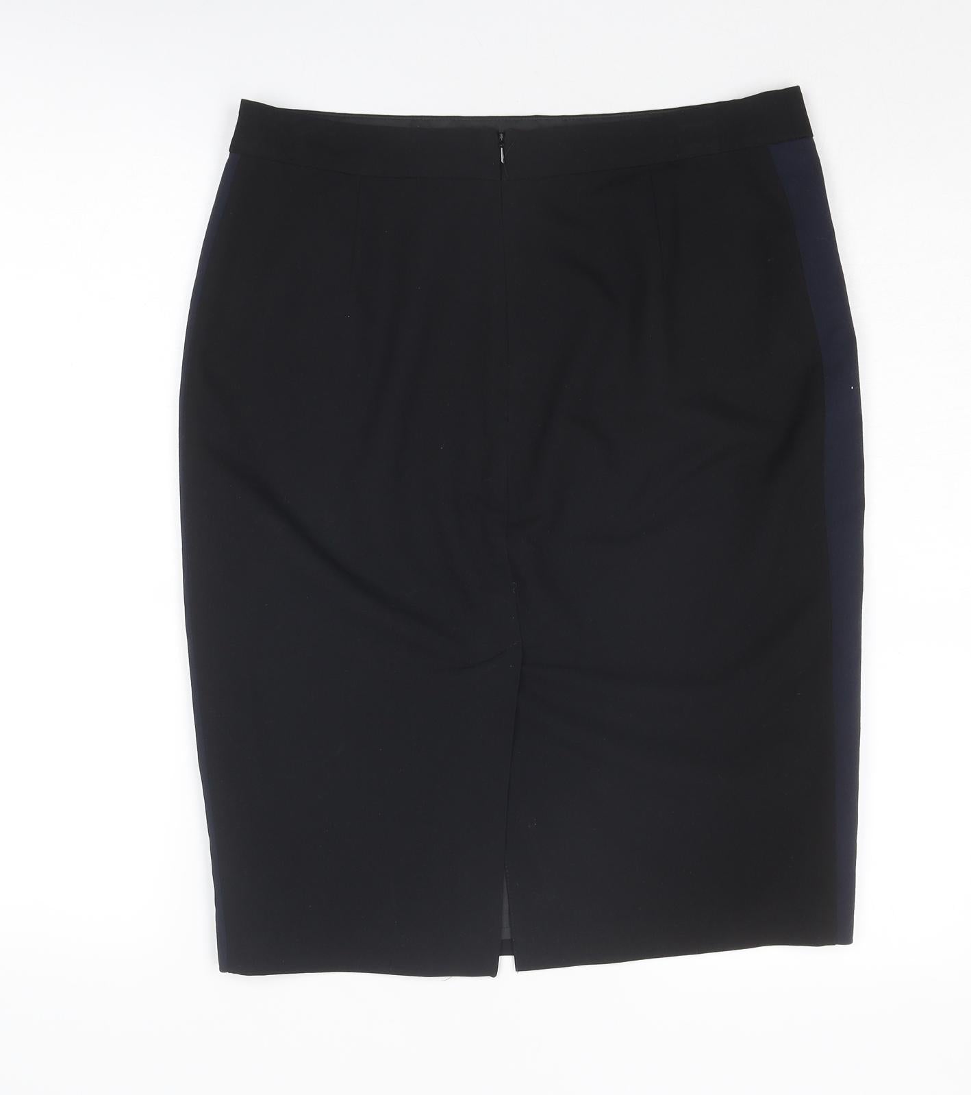 Dorothy Perkins Womens Black Polyester Straight & Pencil Skirt Size 12 Zip