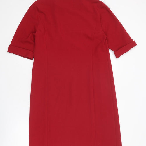 EAST Womens Red Polyester Sheath Size 12 Mock Neck Zip