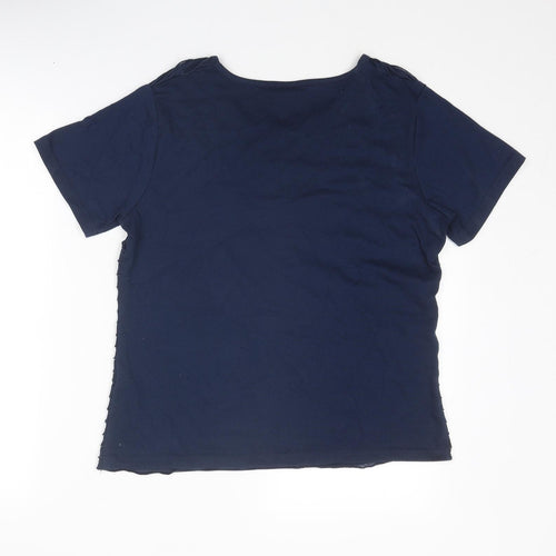 Damart Womens Blue Polyester Basic T-Shirt Size 14 Round Neck