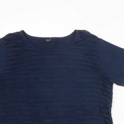 Damart Womens Blue Polyester Basic T-Shirt Size 14 Round Neck