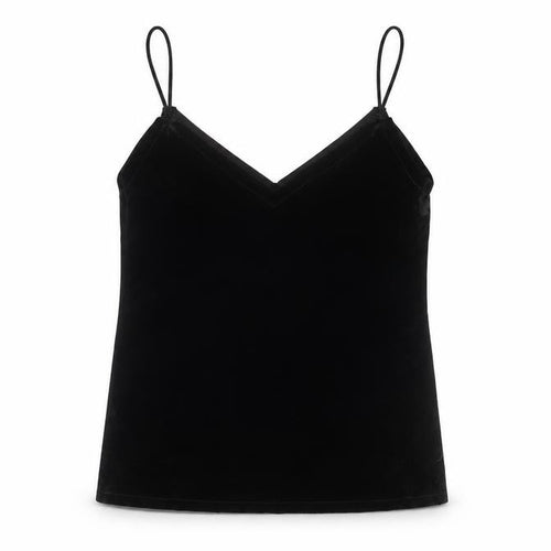 Pull&Bear Womens Black Polyester Basic Tank Size S V-Neck