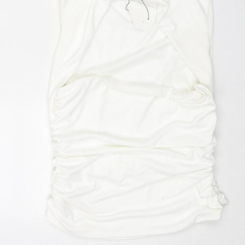 Zara Womens White Polyester Basic Tank Size L Square Neck