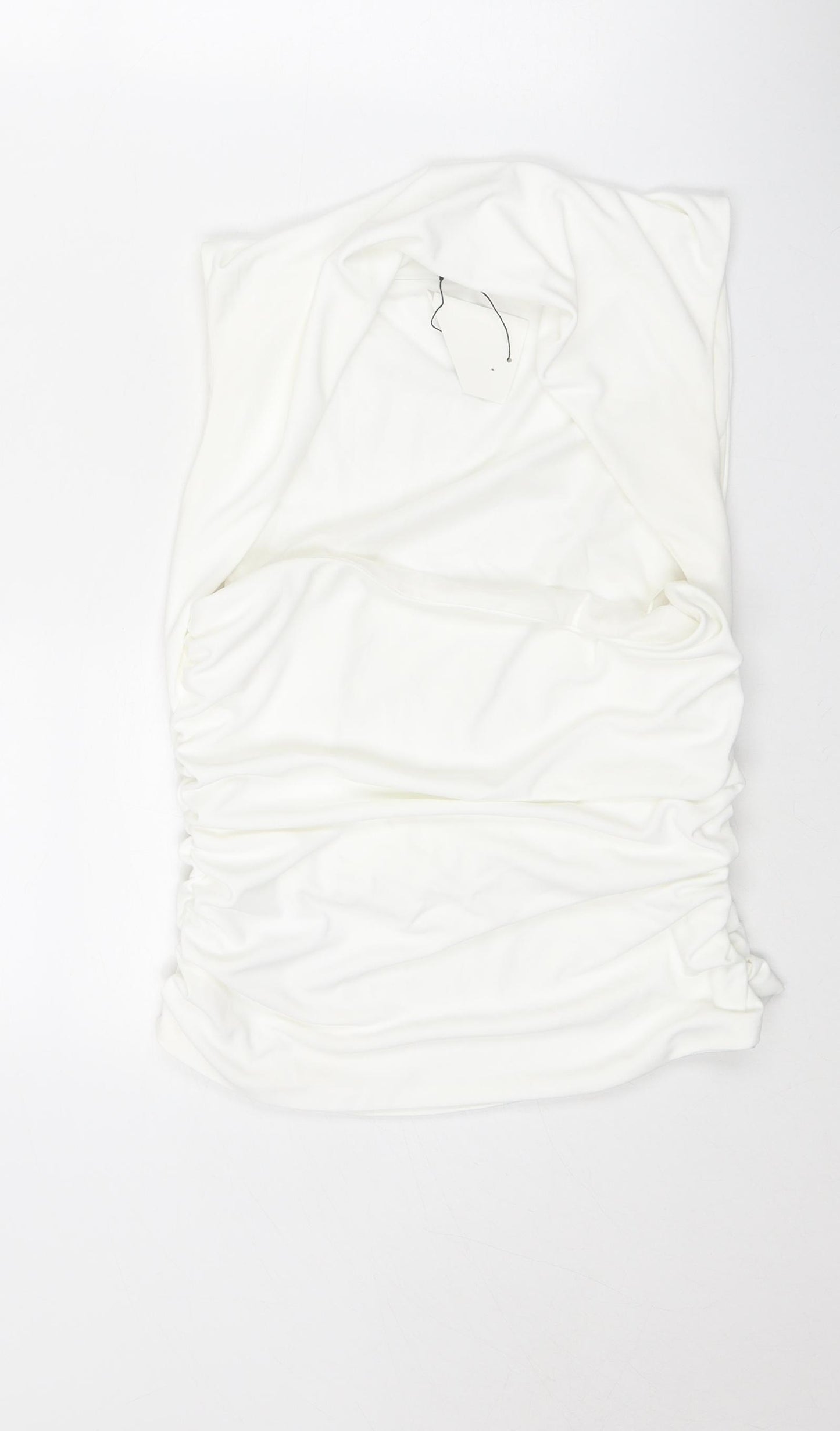 Zara Womens White Polyester Basic Tank Size L Square Neck