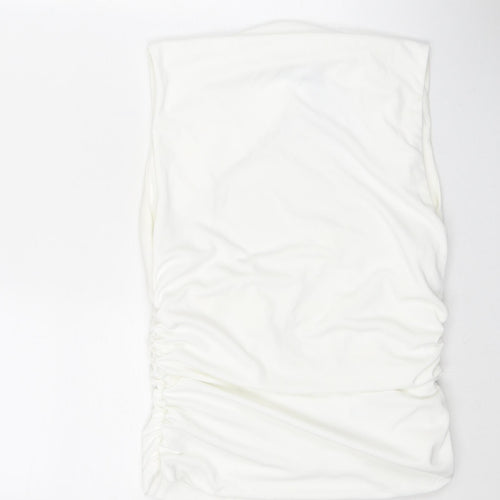 Zara Womens White Polyester Basic Tank Size L Square Neck