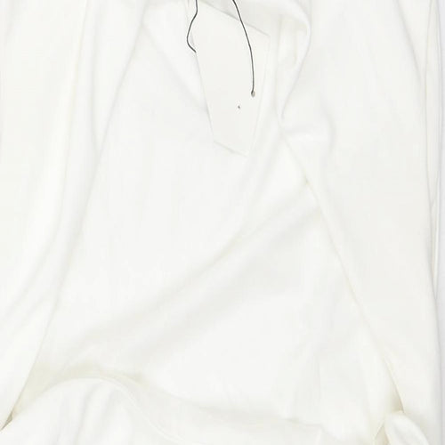 Zara Womens White Polyester Basic Tank Size L Square Neck