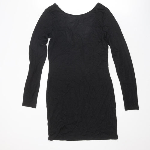 VERO MODA Womens Black Polyester Shift Size M Round Neck Pullover - Open Back