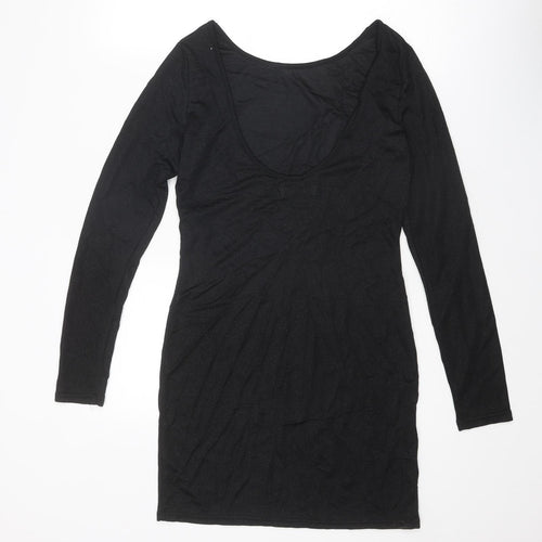 VERO MODA Womens Black Polyester Shift Size M Round Neck Pullover - Open Back