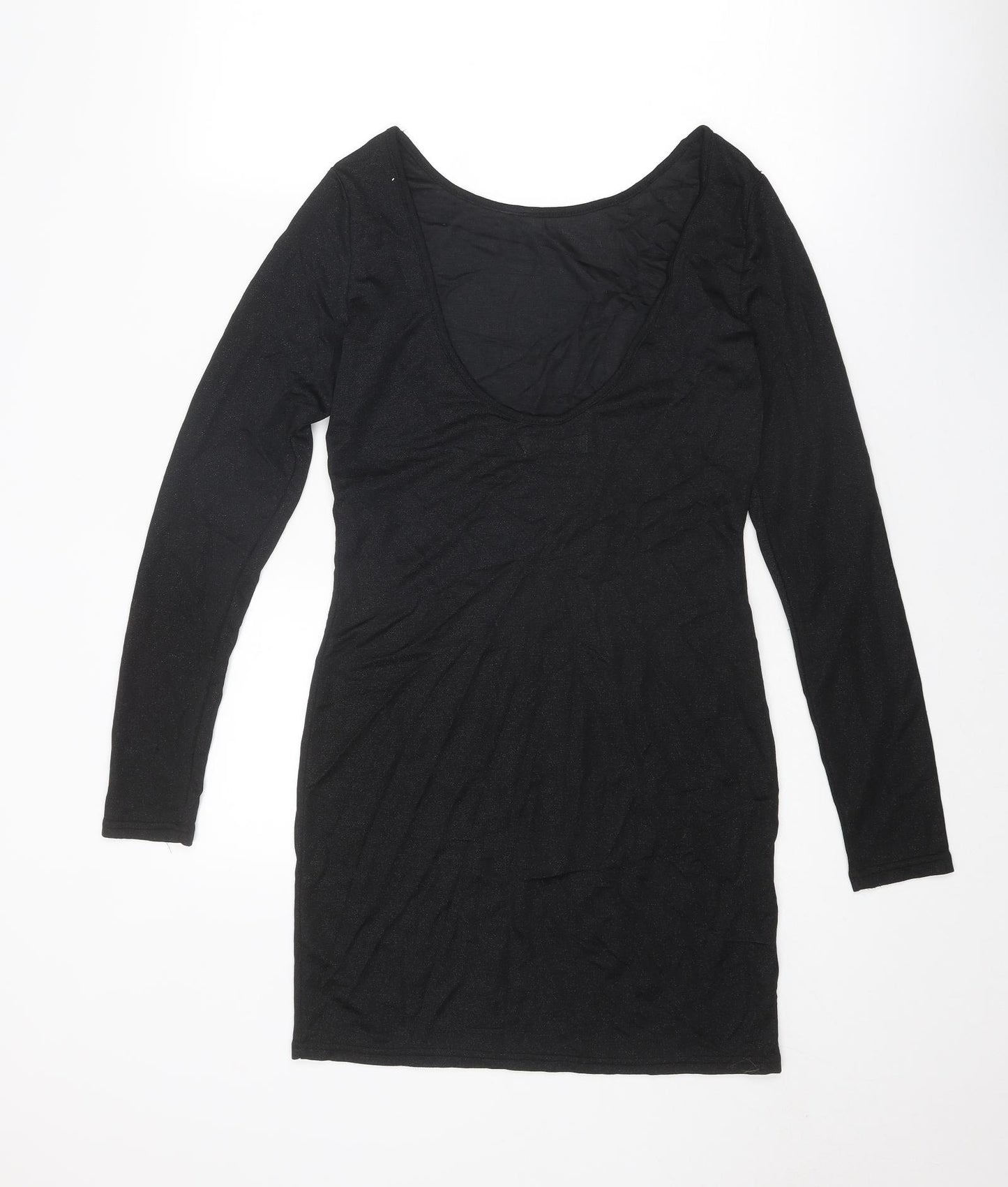 VERO MODA Womens Black Polyester Shift Size M Round Neck Pullover - Open Back