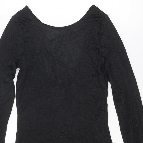 VERO MODA Womens Black Polyester Shift Size M Round Neck Pullover - Open Back