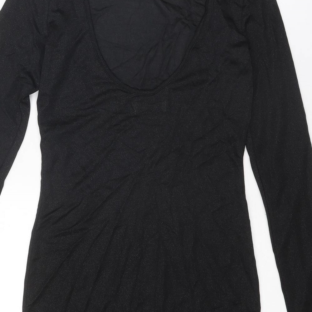 VERO MODA Womens Black Polyester Shift Size M Round Neck Pullover - Open Back