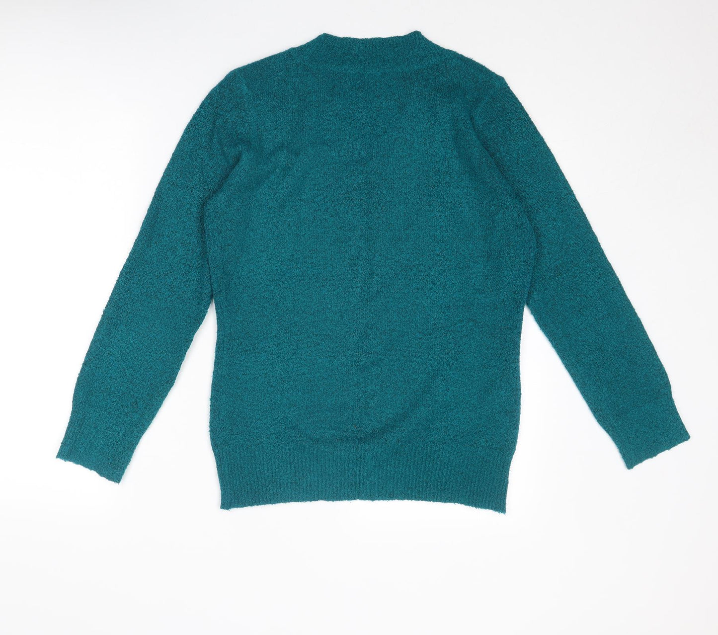 M&Co Womens Blue V-Neck Acrylic Pullover Jumper Size L