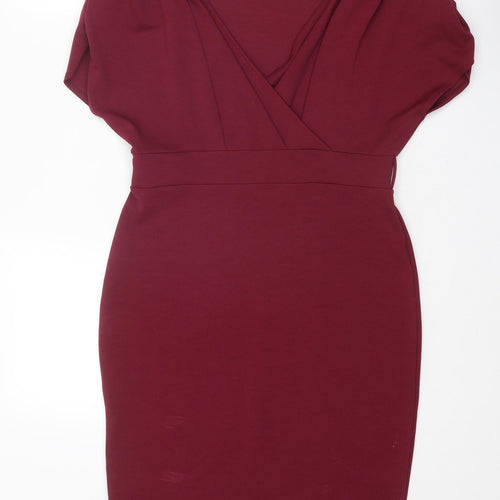 Quiz Womens Red Polyester Shift Size 14 V-Neck Pullover