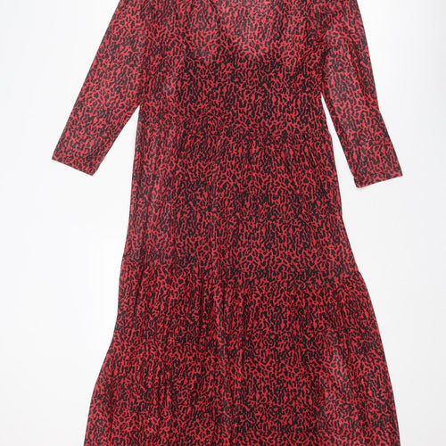 Red Herring Womens Red Geometric Polyester A-Line Size 14 Round Neck Pullover