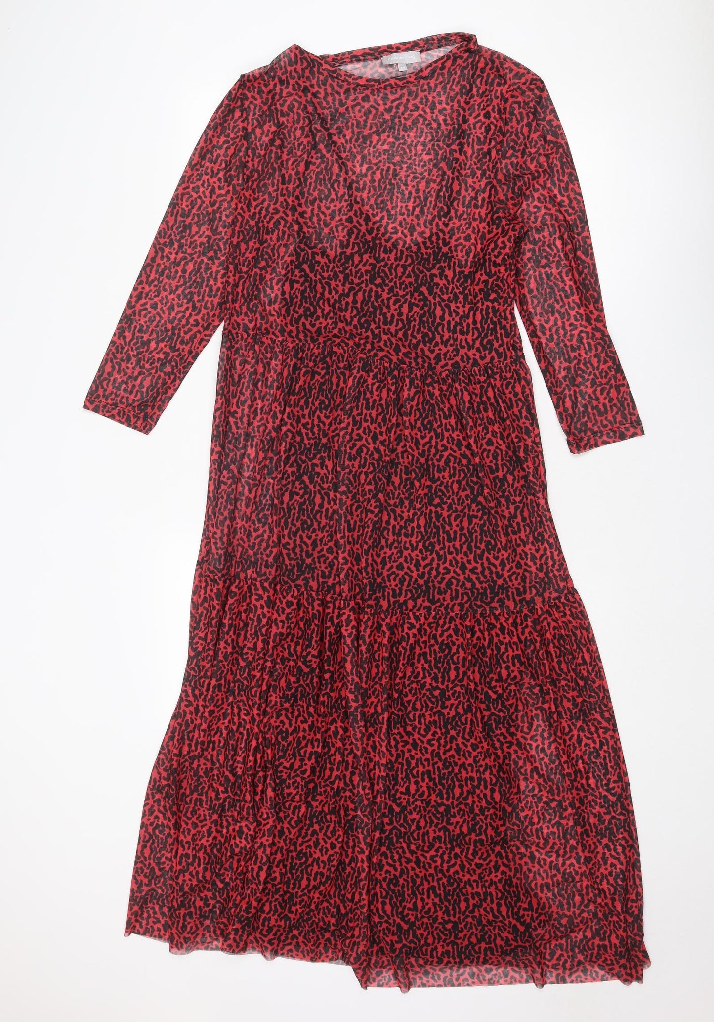 Red Herring Womens Red Geometric Polyester A-Line Size 14 Round Neck Pullover