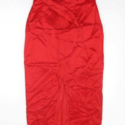 Principles Womens Red Viscose Straight & Pencil Skirt Size 14 Zip