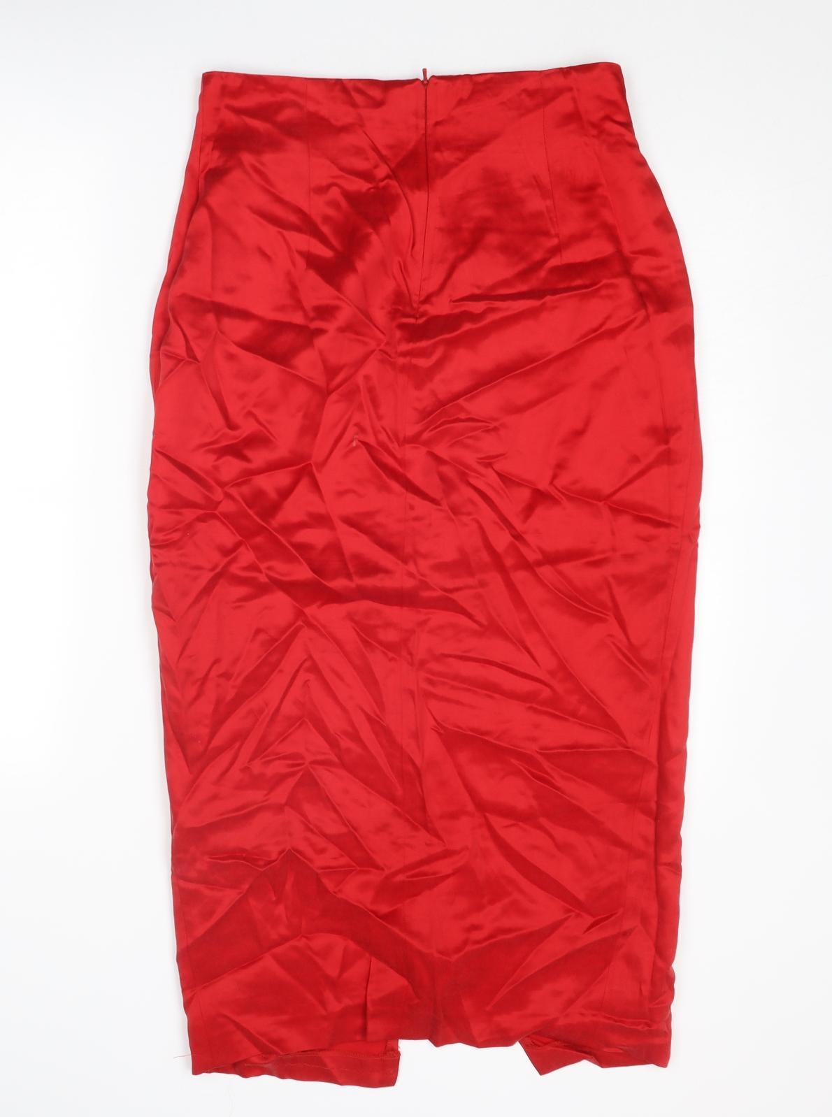 Principles Womens Red Viscose Straight & Pencil Skirt Size 14 Zip