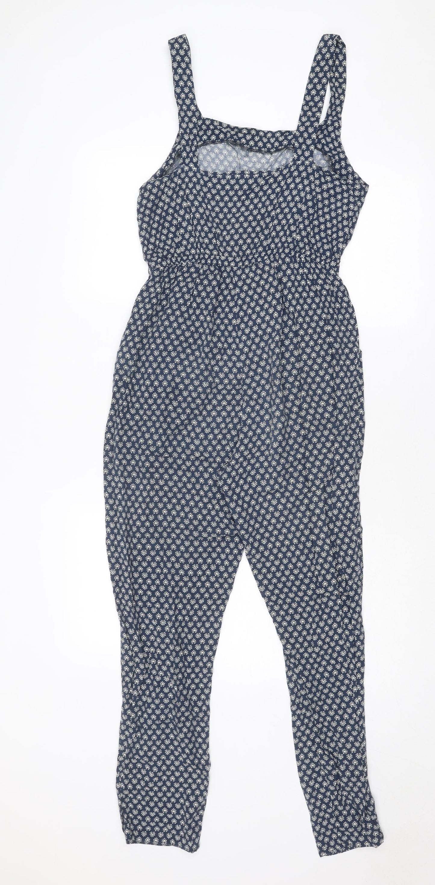 Staring at Stars Womens Blue Geometric Viscose Jumpsuit One-Piece Size S Pullover