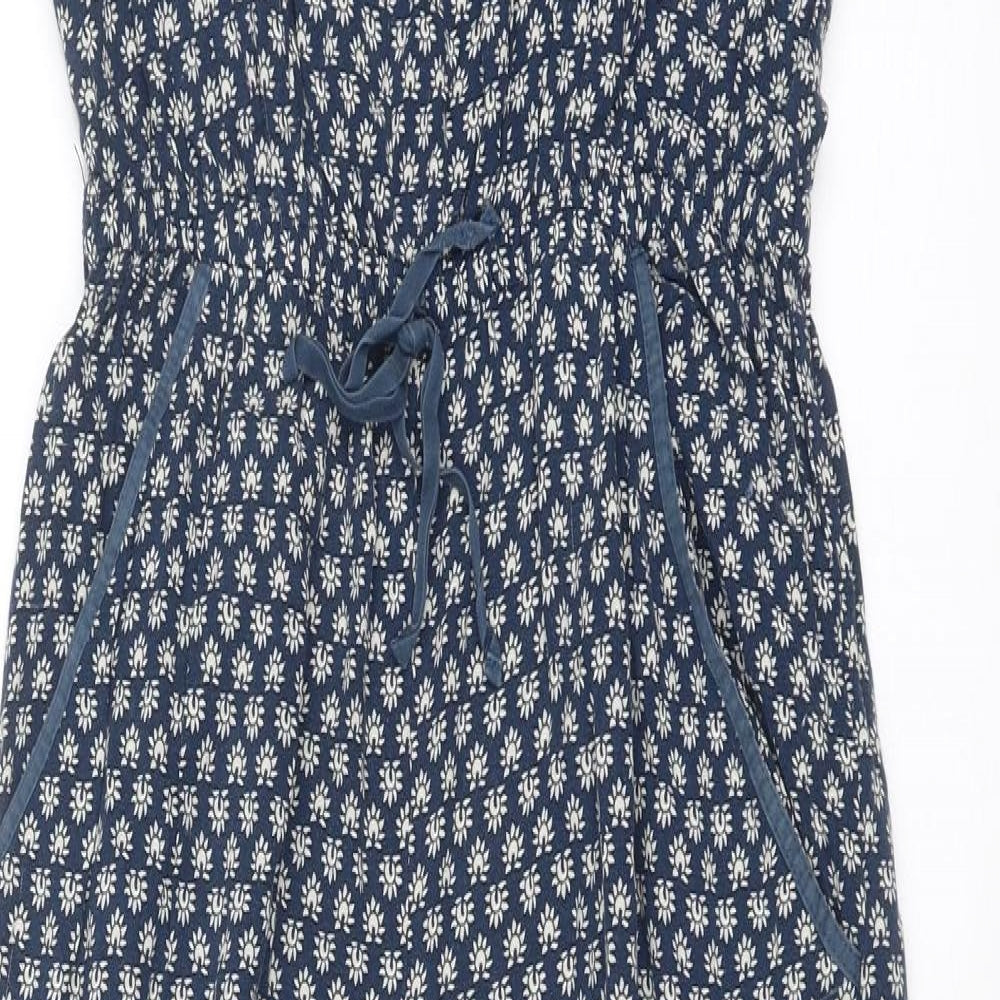 Staring at Stars Womens Blue Geometric Viscose Jumpsuit One-Piece Size S Pullover