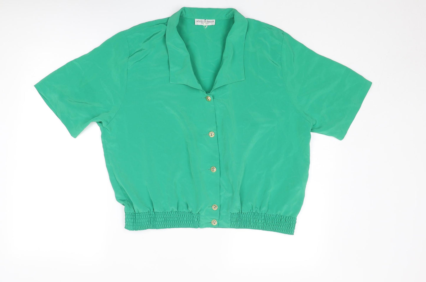 House of Fraser Womens Green Polyester Basic Button-Up Size 16 Collared