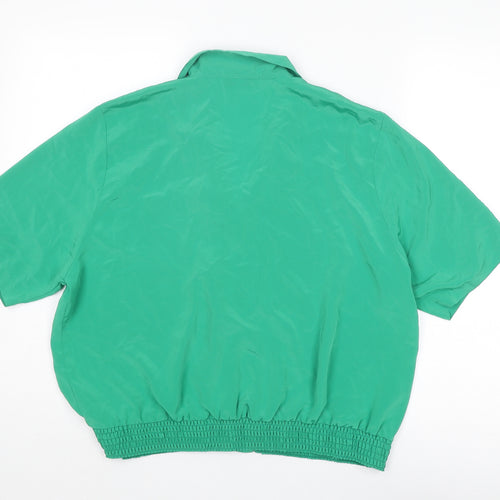 House of Fraser Womens Green Polyester Basic Button-Up Size 16 Collared