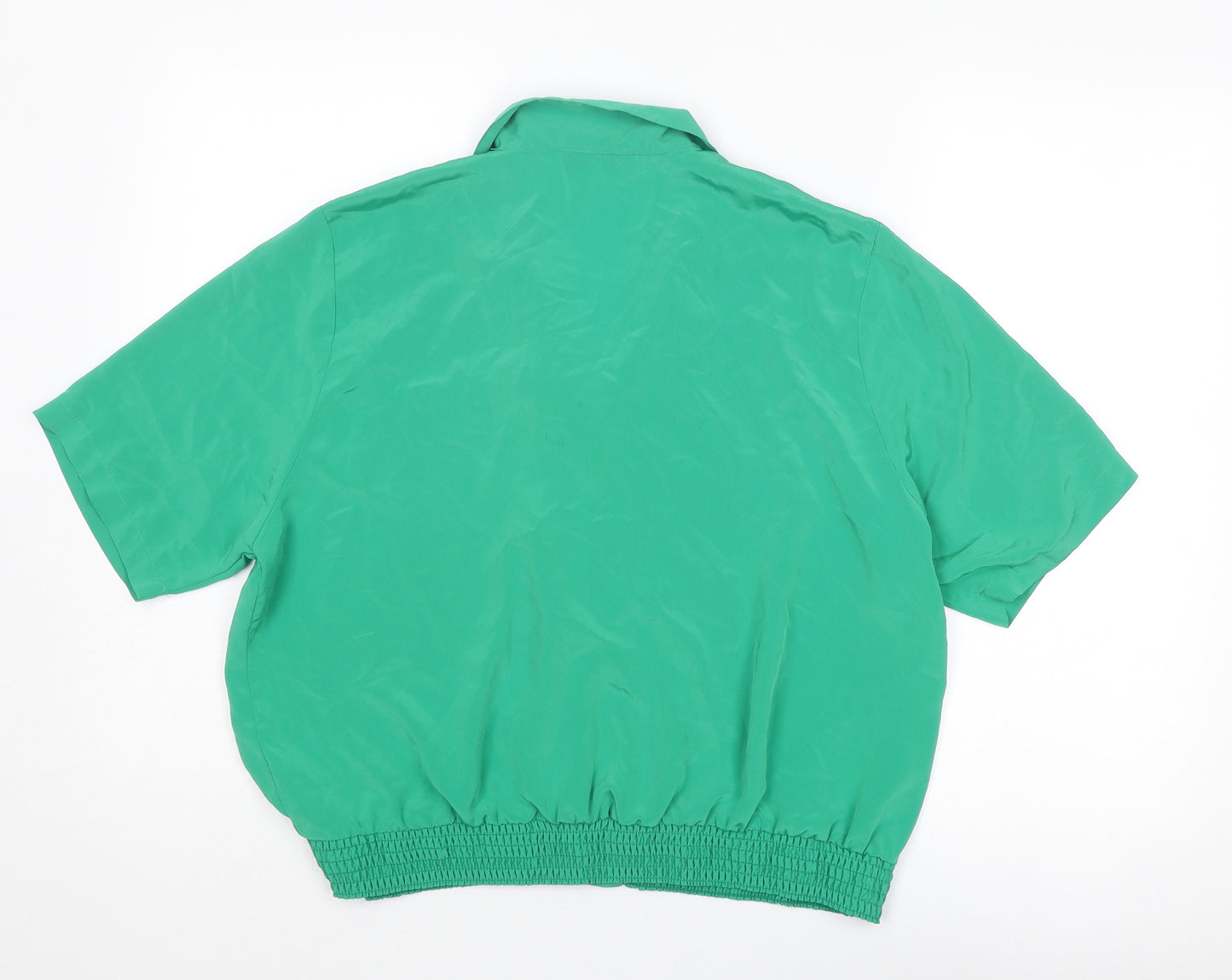 House of Fraser Womens Green Polyester Basic Button-Up Size 16 Collared