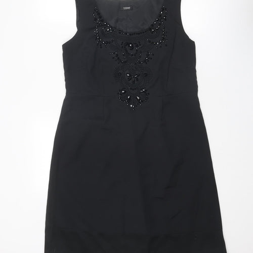 Autograph Womens Black Polyester A-Line Size 14 Round Neck Zip
