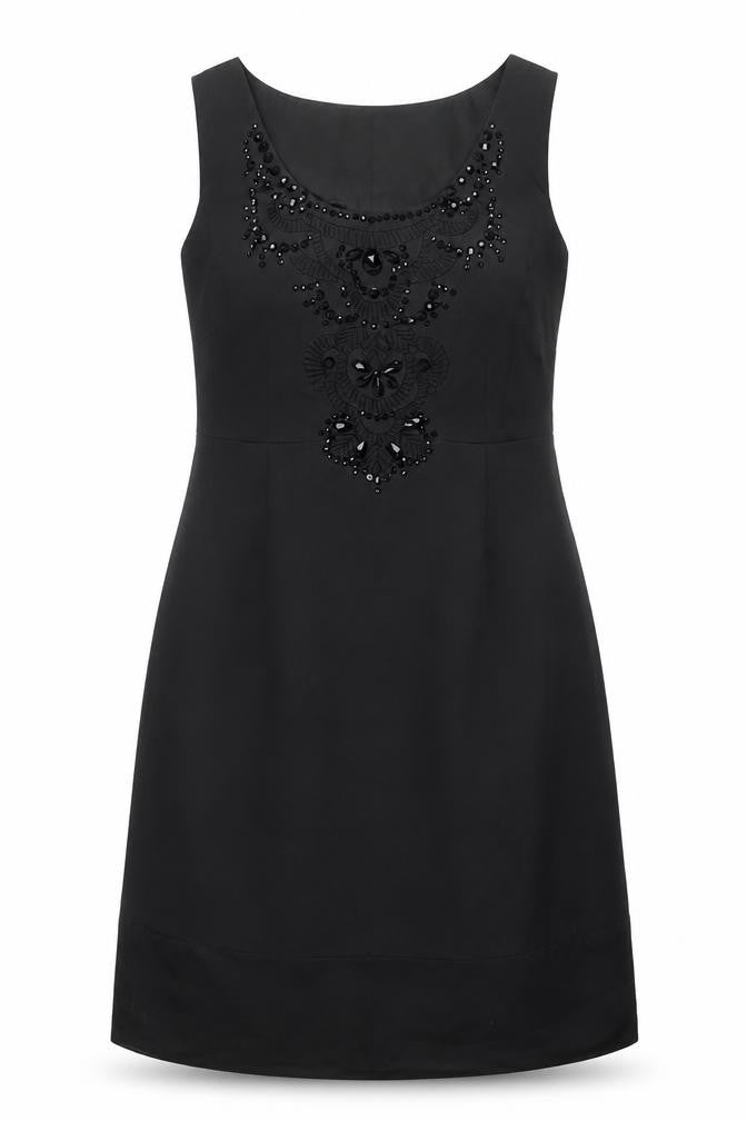 Front view of Autograph women’s black polyester a-line, size UK 14, round neck zip