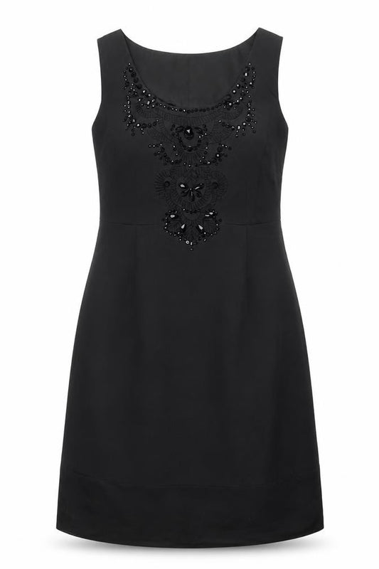 Front view of Autograph women’s black polyester a-line, size UK 14, round neck zip