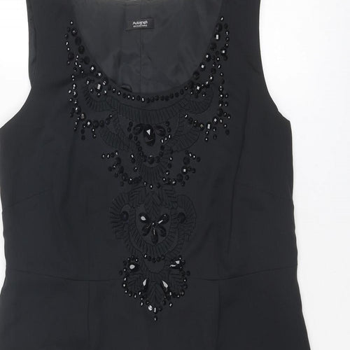 Autograph Womens Black Polyester A-Line Size 14 Round Neck Zip