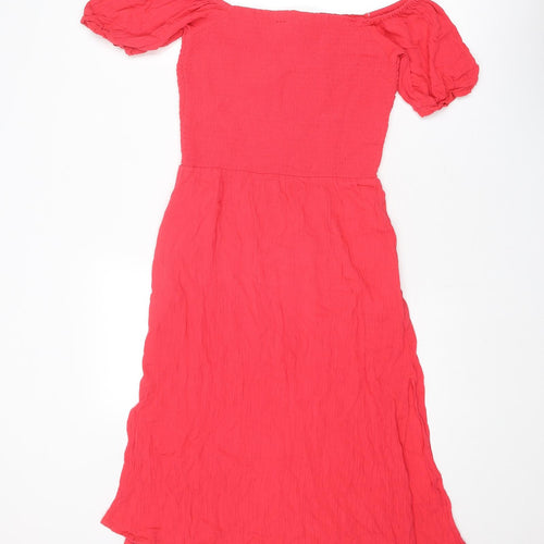 Superdry Womens Pink Viscose A-Line Size 10 Off the Shoulder Pullover