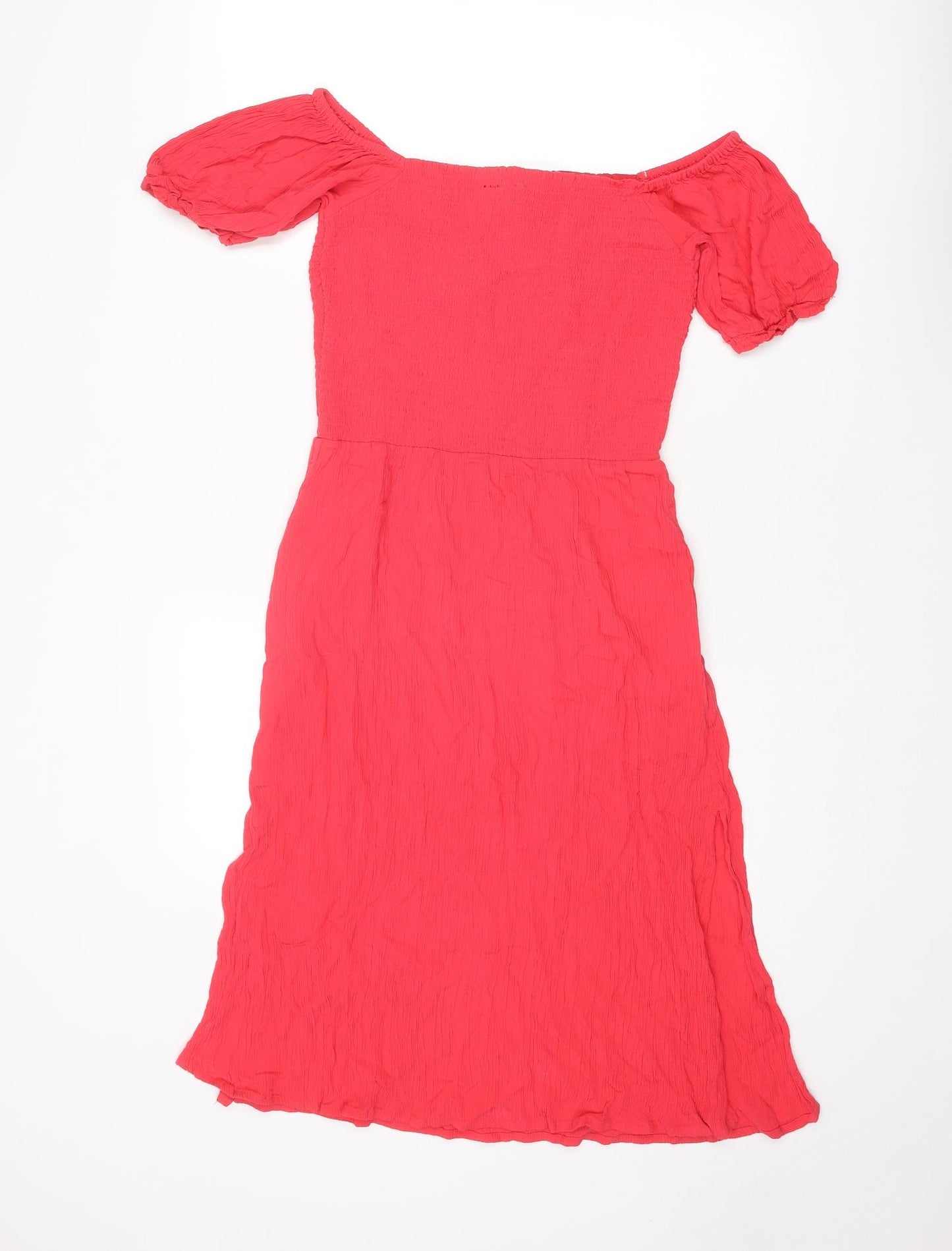 Superdry Womens Pink Viscose A-Line Size 10 Off the Shoulder Pullover