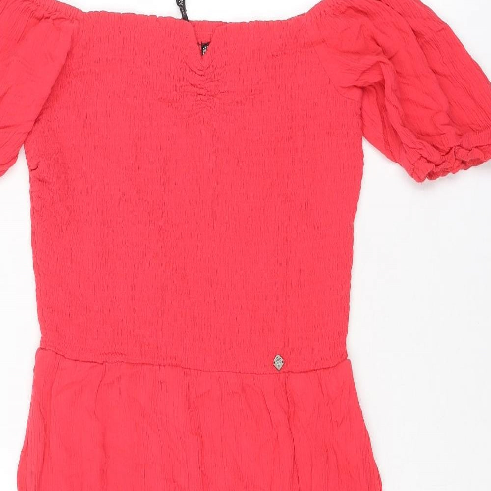 Superdry Womens Pink Viscose A-Line Size 10 Off the Shoulder Pullover