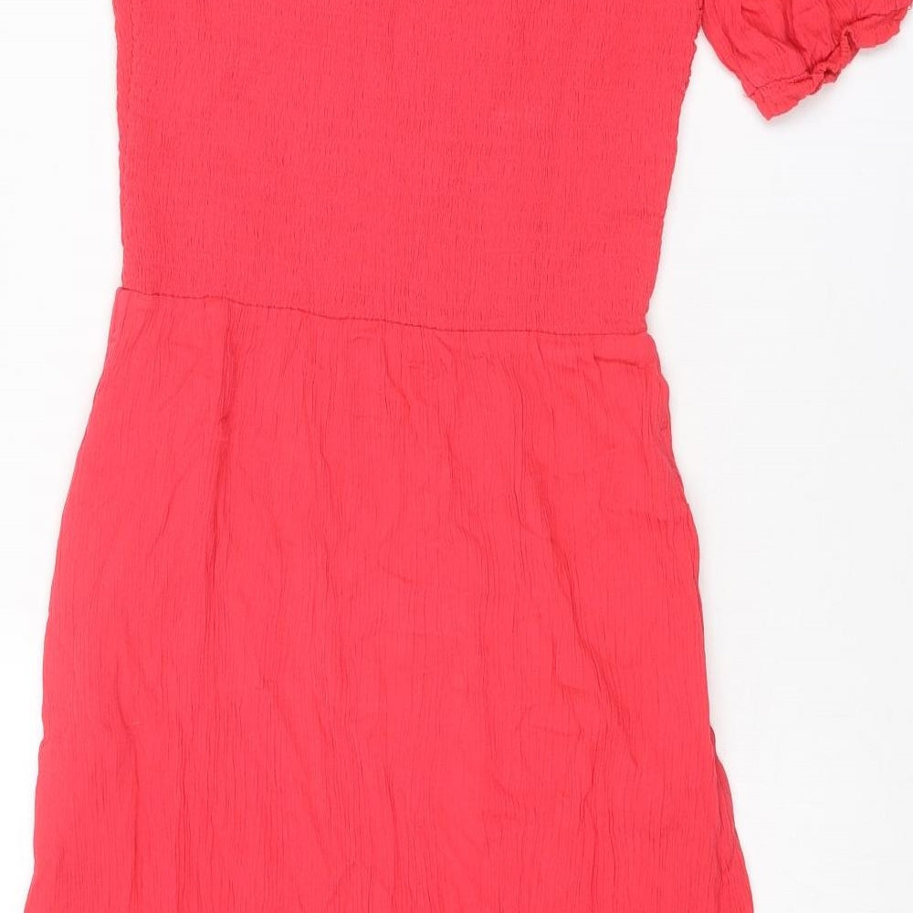 Superdry Womens Pink Viscose A-Line Size 10 Off the Shoulder Pullover
