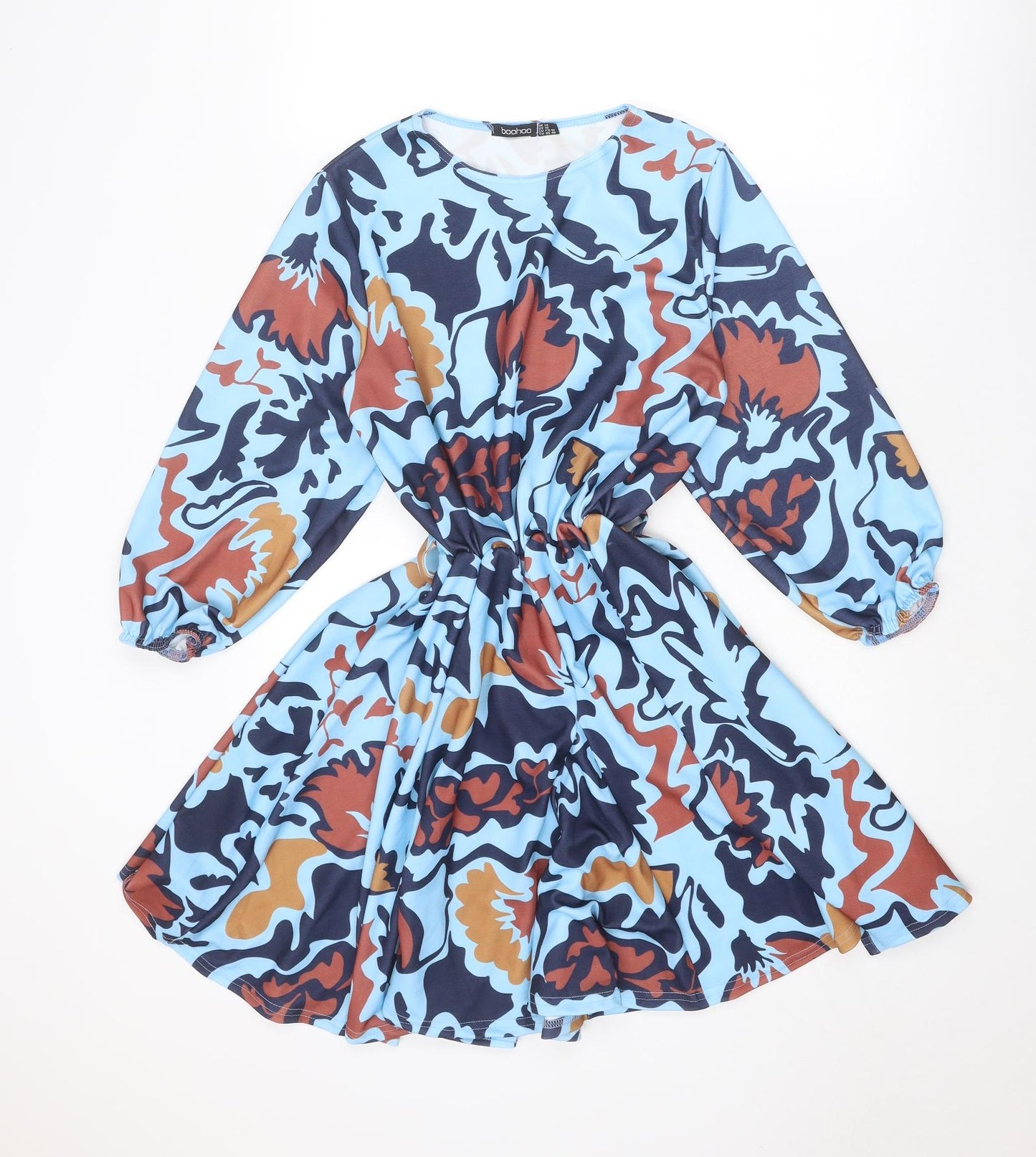 Boohoo Womens Multicoloured Geometric Polyester A-Line Size 14 Round Neck Pullover