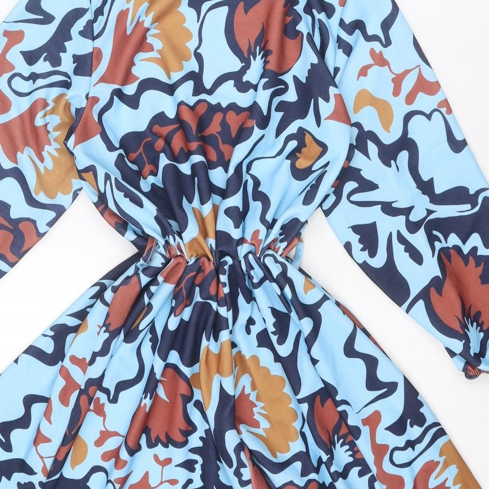 Boohoo Womens Multicoloured Geometric Polyester A-Line Size 14 Round Neck Pullover