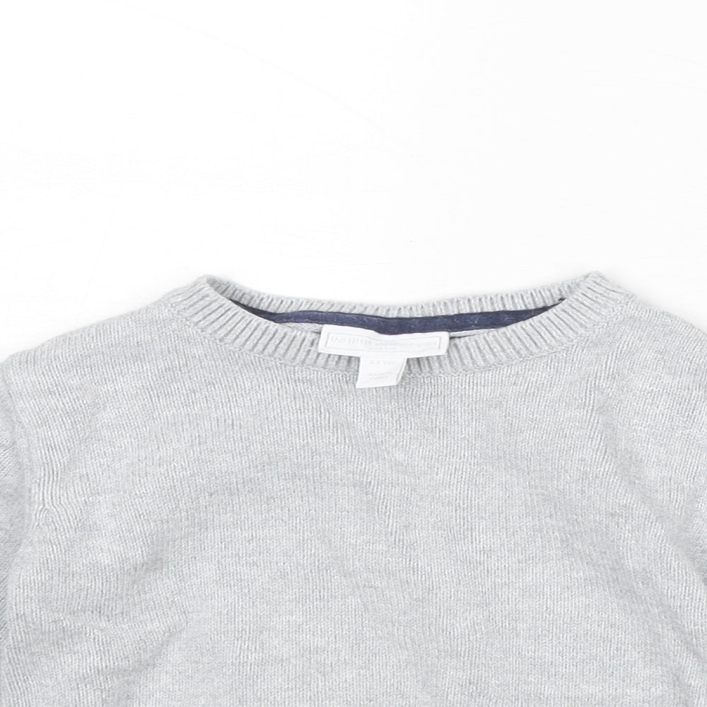 The White Company Boys Grey Round Neck Cotton Pullover Jumper Size 2-3 Years Pullover - Crocodile