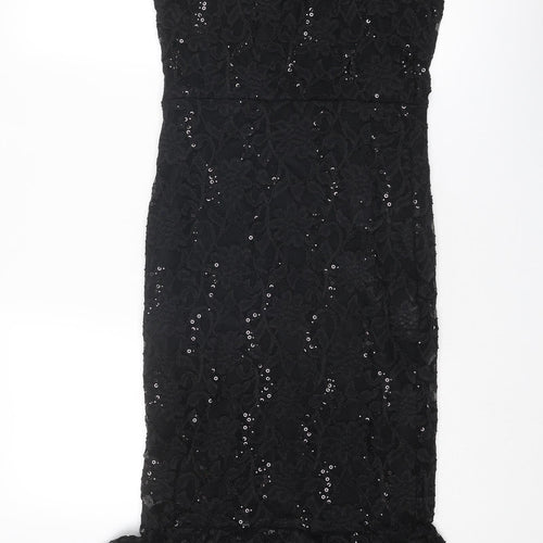 Quiz Womens Black Polyester Tank Dress Size 14 V-Neck Pullover