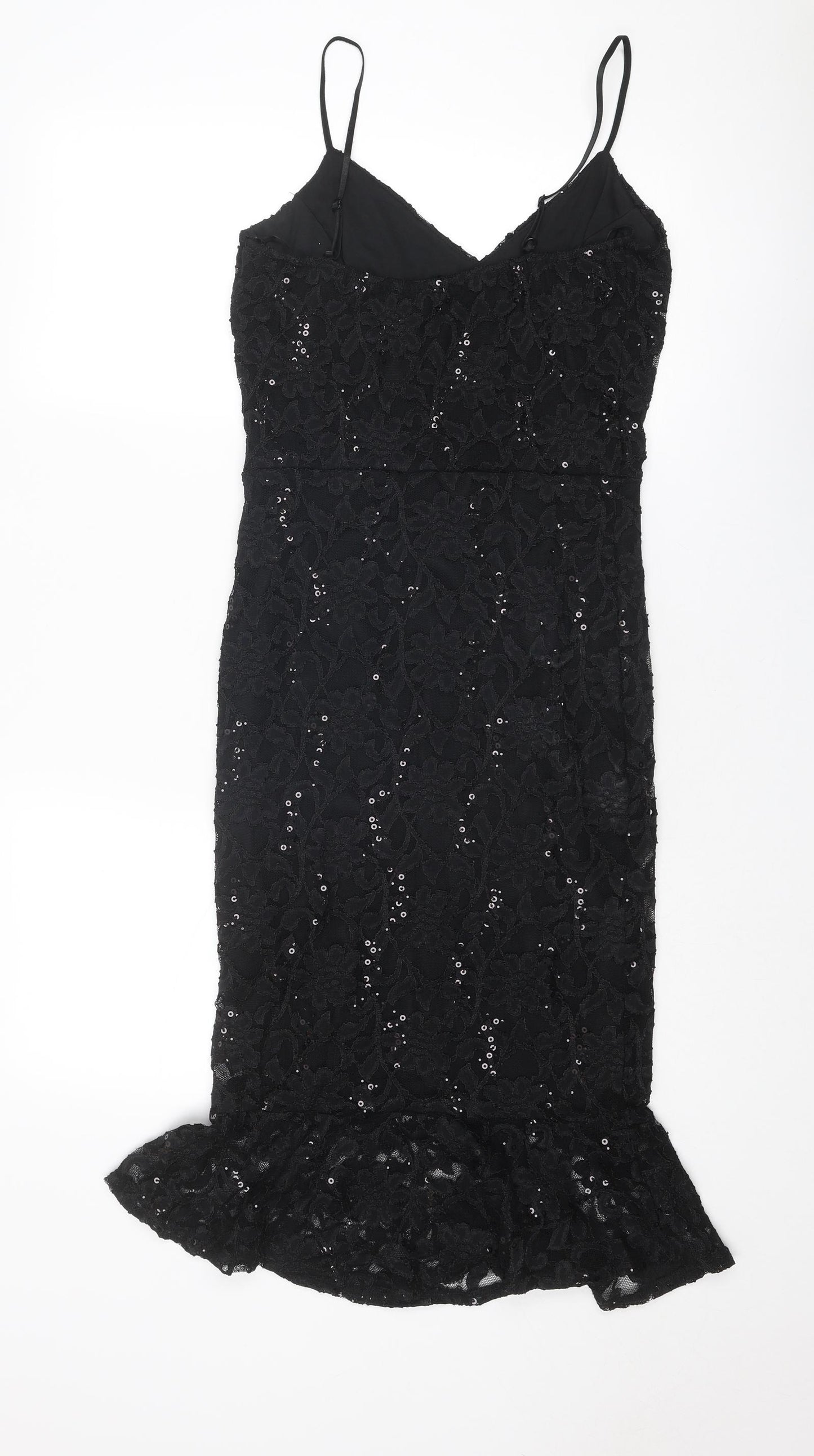 Quiz Womens Black Polyester Tank Dress Size 14 V-Neck Pullover