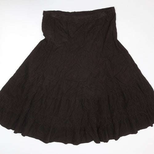 Monsoon Womens Brown Cotton Peasant Skirt Size 14 Drawstring