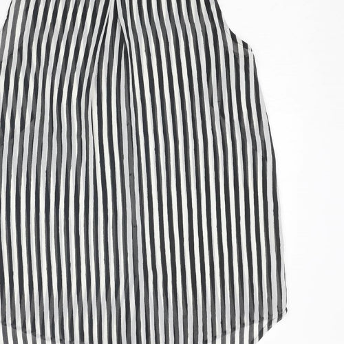 H&M Womens Black Striped Polyester Basic Button-Up Size 8 Collared