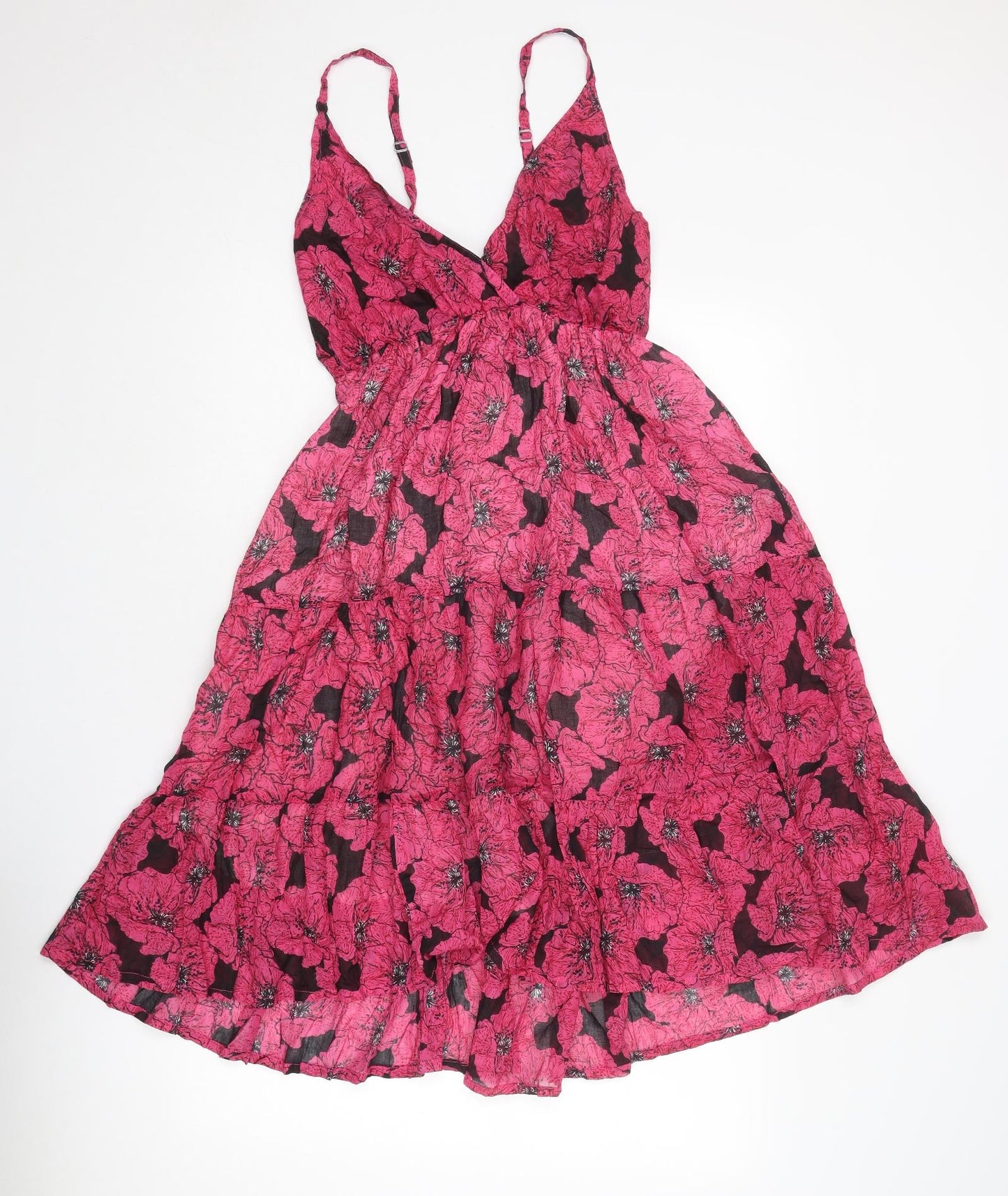 Pebble Bay Womens Pink Floral Polyester Slip Dress Size M V-Neck Pullover