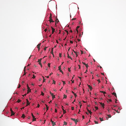 Pebble Bay Womens Pink Floral Polyester Slip Dress Size M V-Neck Pullover